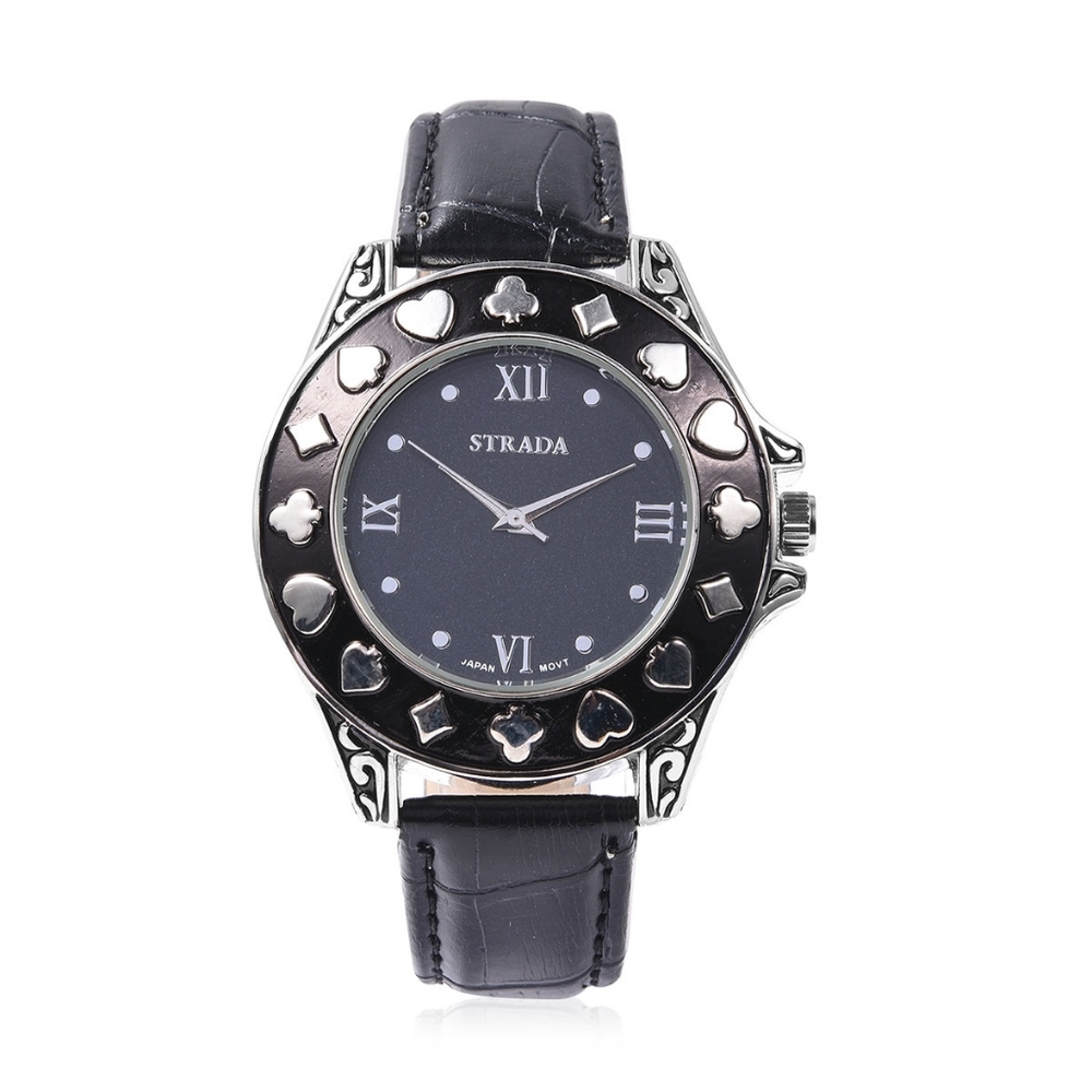 STRADA Ace playing cards watch faux leather band